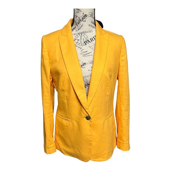 J.Crew Holland One-Button Linen Cotton Blazer Saffron Modern Classic Summer Prep - Picture 4 of 10